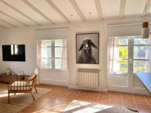 a living room with two doors and a picture of a dog at Comarquinal Bioresort Penedes in San Quintín de Mediona