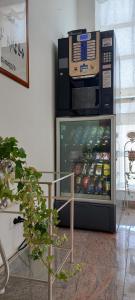 eine Mikrowelle auf einem Kühlschrank in der Unterkunft Nonna Anita Palace Narni in Narni