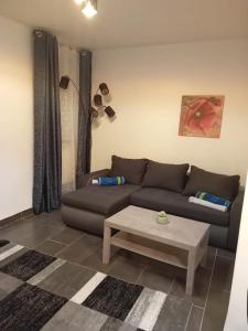a living room with a couch and a coffee table at Klosterappartment in Mödling
