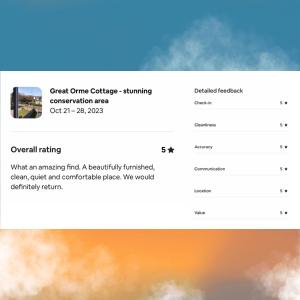 uma imagem de um ecrã de um telemóvel com uma nuvem em Great Orme Cottage, The Great Orme, Llandudno em Llandudno
