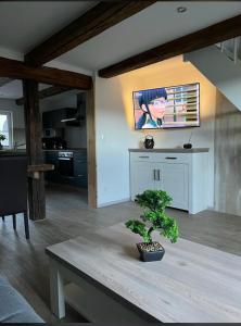 Kuchyň nebo kuchyňský kout v ubytování Ferienwohnung Am Graben