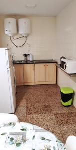 cocina con nevera y encimera en Apartamento Plaza Merced, en Málaga