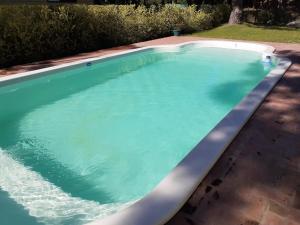 ein großer Pool mit blauem Wasser im Hof in der Unterkunft Chalet con Piscina exclusiva en el centro de Mar de las Pampas in Mar de las Pampas