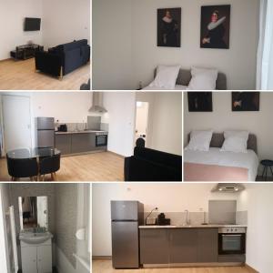 a collage of photos of a bedroom and a living room at Le voyageur - T2 hyper centre in Abbeville +7 photos