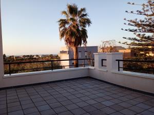 een balkon met uitzicht op een palmboom bij Le Terrazze di Mineo in Cinisi