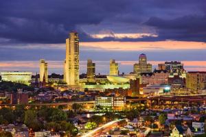 a view of a city at night at Luxury Style 2 King Bed WD FREE Garage in Schenectady