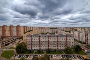 an aerial view of a large apartment building at Strawberry Apartment in Bratislava