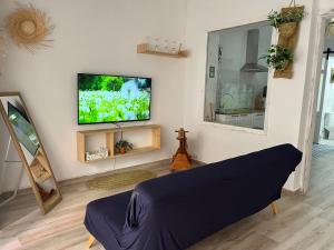 a living room with a flat screen tv on a wall at Alzira bonita Loft C junto plaza mayor, Les Muralles in Alzira
