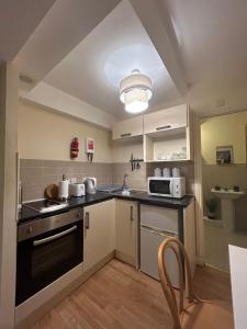 a kitchen with a sink and a stove at Cozy studio in London +8 photos