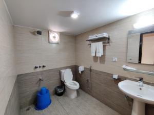 a bathroom with a toilet and a sink at Hotel Sea Moon in Cox's Bazar