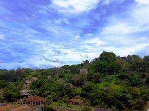 a view of a hill with houses and trees at Apartamento Aconchego nas Montanhas, em Cunha-SP in Cunha