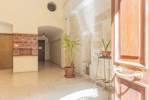 a hallway with potted plants in a building at Extravacanza Central Station 2 in Bari +12 photos