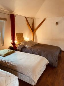 1 Schlafzimmer mit 2 Betten in einem Zimmer in der Unterkunft LA MARIEFACTURE - Comme sous les toits in Saint-Avold