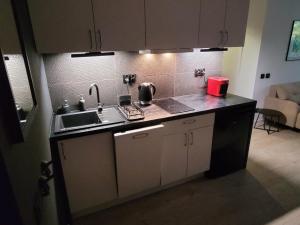 Kitchen o kitchenette sa Apartament z sauną Polanica-Zdrój