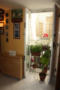 a room with potted plants and a sliding glass door at Casa Vacanza Da Andrea in Naples