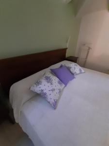 een bed met twee kussens erop bij CASA LAVANDA in Rivoli