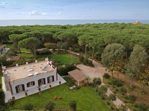 Vue aérienne d'une maison avec l'océan en arrière-plan dans l'établissement Villa Pandora - Teloni, à Bibbona