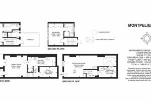 a floor plan of a house with diagrams at Stunning Knightsbridge Townhouse With Patio in London