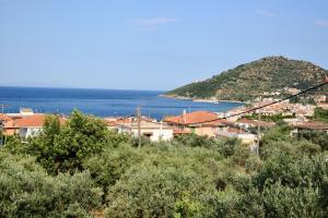 a town on a hill with the ocean in the background at Tiros Apartments Armonia in Tyros