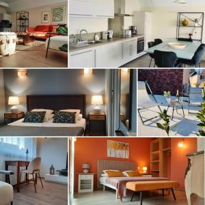 kolaż zdjęć pokoju hotelowego w obiekcie Appartement 50m du centre historique w mieście Sarlat-la-Canéda