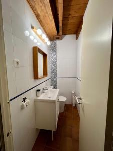 uma casa de banho com um lavatório e um WC em Casa Rural La Chiquitita em Alaejos