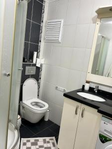 a small bathroom with a toilet and a sink at Gulev in Istanbul