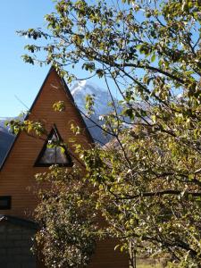 un techo de una casa con una montaña en el fondo en Emotion Kazbegi en Kazbegi
