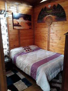 波哥大的住宿－Beautiful Chalet In Bogota!，小木屋内一间卧室,配有一张床
