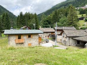 a group of buildings in a field with trees at Chalet La mia Baita in Pezzo