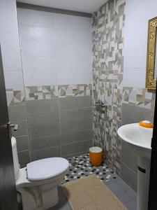 ein Bad mit einem WC und einem Waschbecken in der Unterkunft Apartamento moderno Aparcamiento gratis in Tétouan