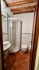 een badkamer met een douche en een toilet bij Relax in Chianti IL BORGO 7 in Montespertoli