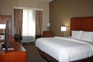 Pokój hotelowy z dużym łóżkiem i biurkiem w obiekcie Comfort Inn & Suites w mieście Grenada