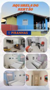 a collage of four pictures of a house at Aquarela do Sertão in Piranhas