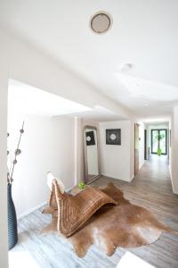 a living room with a large rug on the floor at Bischofshol in Hannover