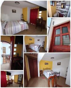 eine Collage mit Fotos eines Schlafzimmers mit Betten und einer Tür in der Unterkunft Casa Ángeles de Paxtitlàn in Guanajuato