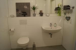 y baño con aseo y lavamanos. en Ferienwohnung Casa Di Lago en Heinsberg