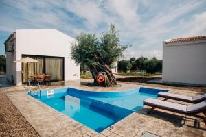 a swimming pool in the backyard of a house at Villa di Vino in Lefkada