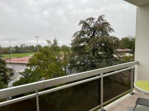 balkon z widokiem na drzewo w obiekcie Le Tranquille - Calme - Parking privé w mieście Ambilly