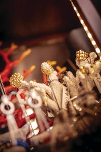 a group of christmas ornaments with crosses and lights at Newkings Boutique Hotel in Cape Town