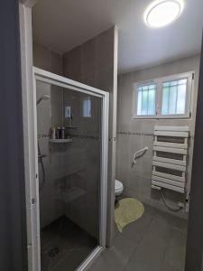 y baño con ducha y aseo. en Maison proche base nautique JO 2024 et Disneyland Paris, en Vaires-sur-Marne