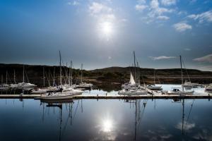 
a harbor filled with lots of sail boats at Portavadie Loch Fyne Scotland in Portavadie
