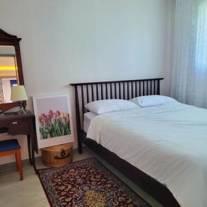 1 dormitorio con cama y mesa con espejo en Stay Colorido, en Siheung