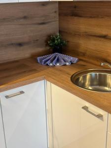 a kitchen counter with a sink next to a sink at Weidach Zentrum in Leutasch