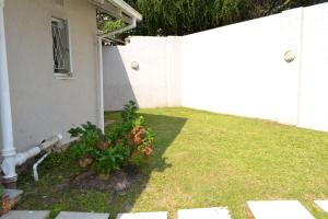einen Hof mit einem weißen Zaun und einer Pflanze in der Unterkunft Bryanston Elgin - Cottage 5 in Johannesburg