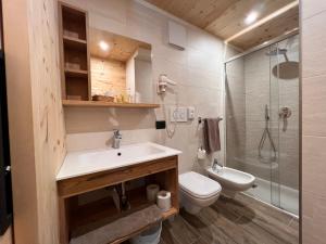 カナツェーイにあるHotel Auroraのバスルーム(洗面台、トイレ、シャワー付)