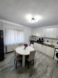 cocina con mesa y sillas en una habitación en CASA RAUL, en Poiana Mărului