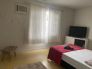 ジャラグァー・ド・スーにあるPousada Viveraのベッドルーム(ベッド1台、テレビ、窓付)