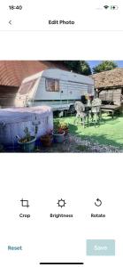 a collage of two pictures of a camper and a trailer at The Views in Church Stretton