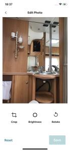 a picture of a kitchen with a sink in a rv at The Views in Church Stretton