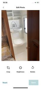 a bathroom with a sink and a toilet in an rv at The Views in Church Stretton